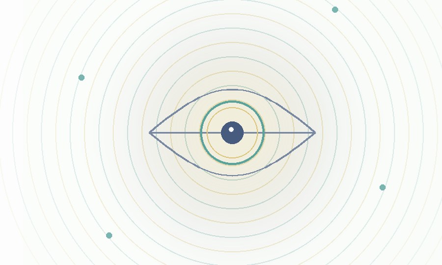 A stylized retinal scan encircled by gold and teal energy rings — one pass read for multiple eye diseases